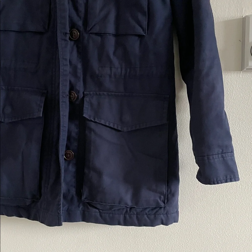 J. Crew Sherpa‎ Hooded Utility Barn Coat Women’s Size XS Navy Blue Pockets - Picture 3 of 7